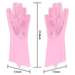 Silicone dishwashing gloves with scrubbing texture, ready for use.