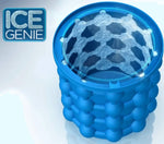 Step-by-step image showing how to easily fill and use the silicone ice cube maker.