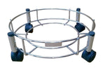 Heavy-duty stainless steel gas cylinder trolley with locking castor wheels