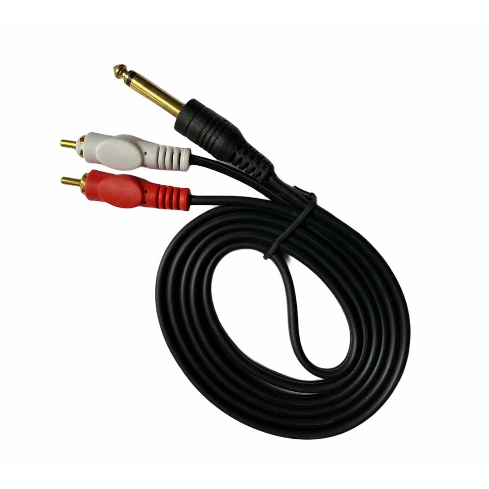 6.35mm Jack to 2RCA Audio Cable Male to Male 1.5 Yards Connects Home Theatre, DVD, Speaker, Headphone, Mixer, Amplifier, Guitar, Karaoke System (Black)