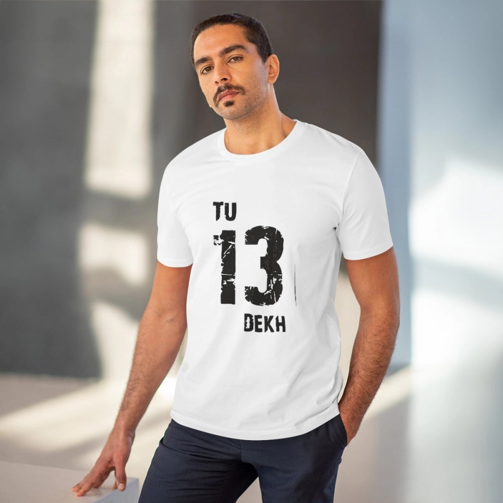 Men's PC Cotton Tu 13 Dekh Printed T Shirt (Color: White, Thread Count: 180GSM)