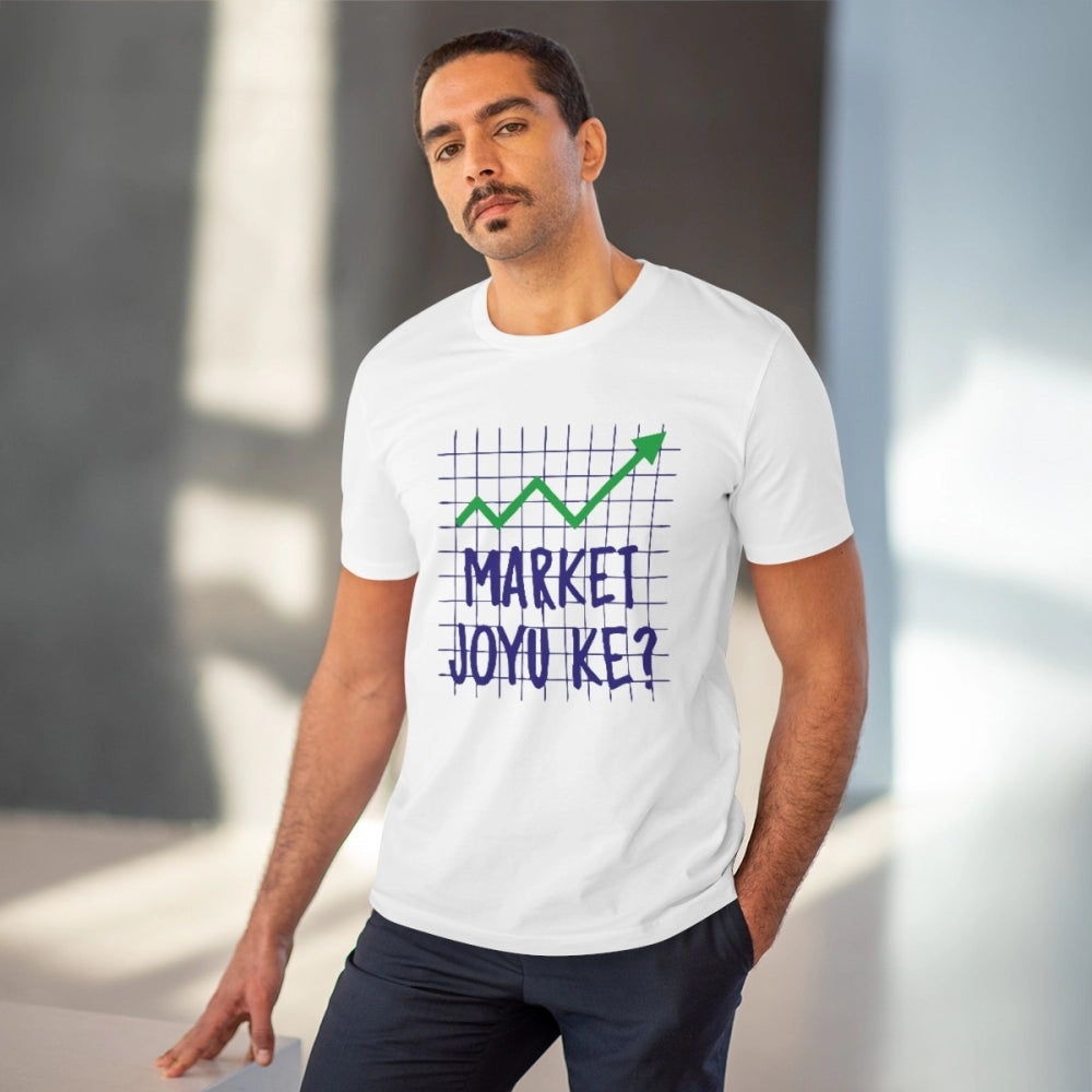 Men's PC Cotton Market Joyu Che Printed T Shirt (Color: White, Thread Count: 180GSM)