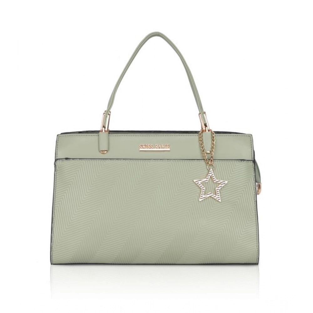 Women's Faux Leather Textured Adjustable Long Belt Handbag (Green)