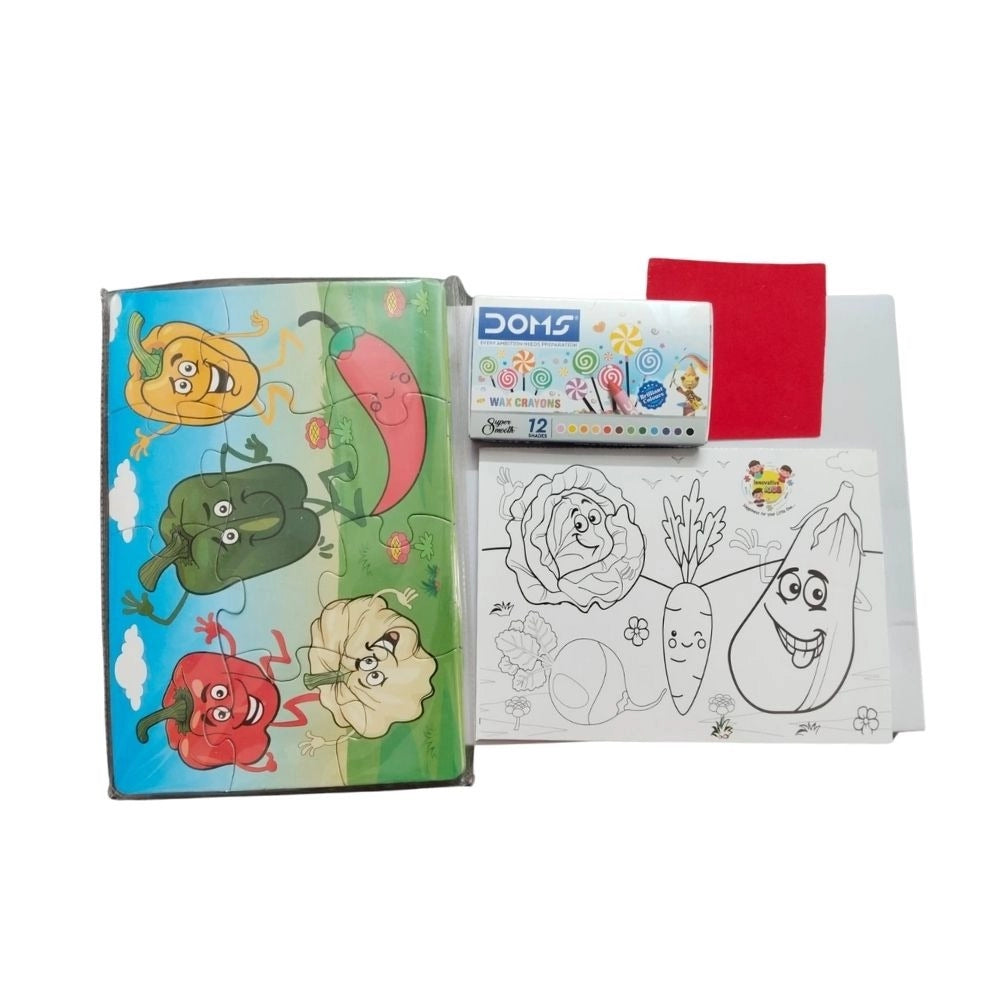 2 In 1 Puzzle   Colors Vegetable |   Cardboard  |   Educational Toys| 3+ Years