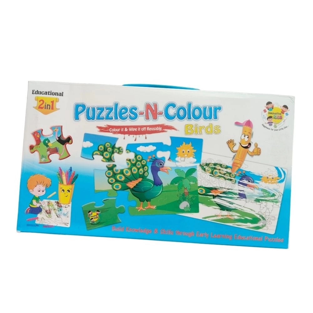 2 In 1 Puzzle   Colors Birds |   Cardboard  |   Educational Toys| 3+ Years