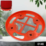 Side view of gas cylinder trolley showing multi-directional, lockable wheels