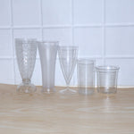Various angles of stylish unbreakable plastic glass set