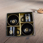 Versatile ceramic drinking mugs from the 4-piece set, ideal for various beverages.