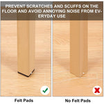 Table legs fitted with anti-slip felt pads for floor protection
