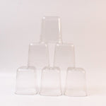 Pure gem styled transparent plastic glass set displayed