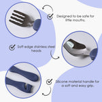 Child-safe rounded edge spoon and fork set for toddlers