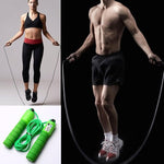 Adjustable electronic skipping rope with a clear length indicator.