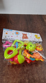 Variety of shaped and textured rattles to stimulate baby’s sensory skills