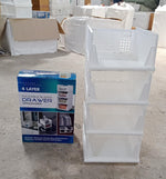 Lifestyle image showing the 4-layer plastic wardrobe drawer organizer in a home setting.