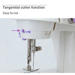 Mini sewing machine shown ready for on-the-go tailoring and quick fabric repairs.