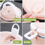 Stainless steel lunch box designed to keep food warm for hours.