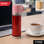 Travel mug with stainless steel base and handle lid for secure grip