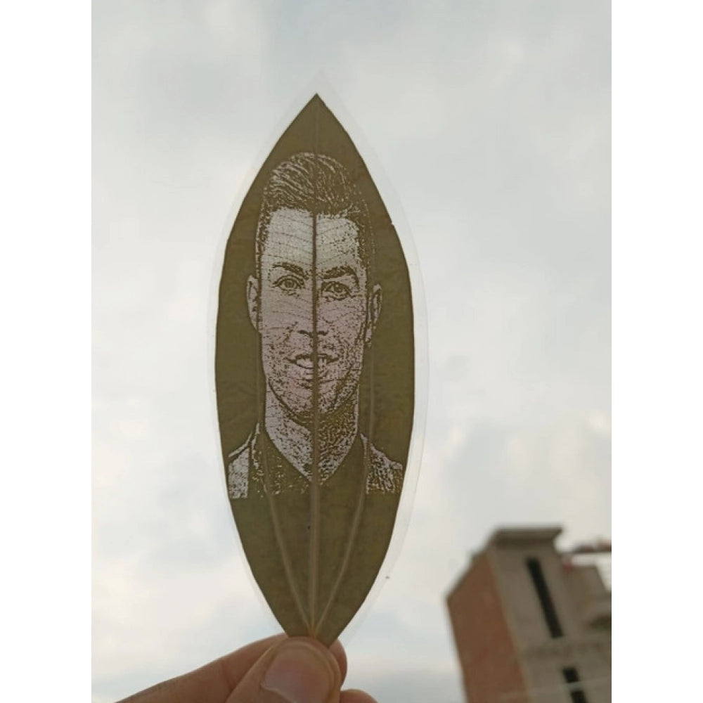 Custom Engraved Leaf Art €“ Football Icon Portrait on Natural Lea