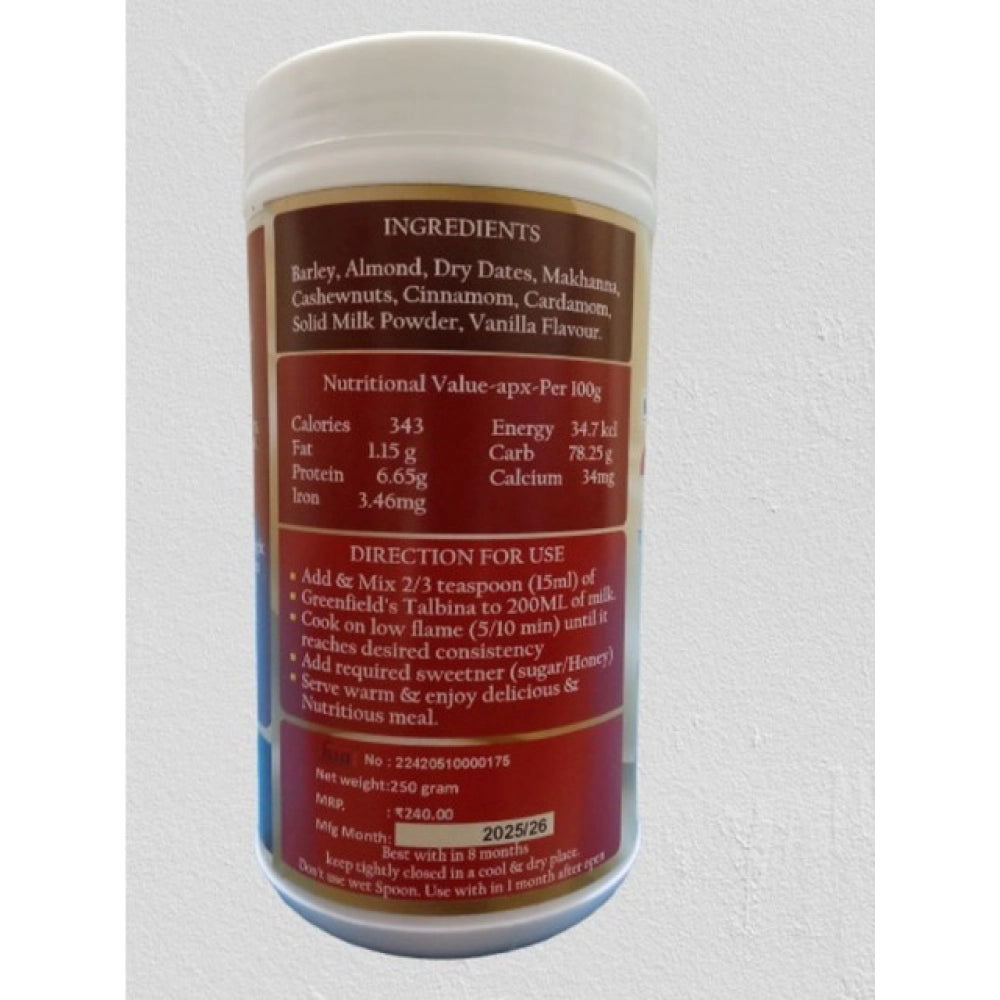 Greenfield'S Talbina Roasted Barley With Powdered Dry Fruit (250GM)