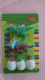 Retail packaging for the 5-piece dinosaur puzzle erasers set.