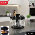 Rotating stand spice jar set with easy-access design