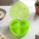 Heart-shaped 4-compartment pill organizer with keychain