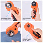 Manual sewing rotary cutter with ergonomic anti-slip grip handle