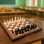 Foldable chess board game ideal for travel and outdoor use