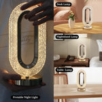 Stylish crystal table lamp, USB rechargeable for cordless use anywhere.
