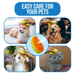 Person demonstrating the Cat Steamy Brush usage on a pet.