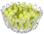 The foldable fruit basket shown in an open, wide configuration for larger produce.