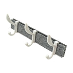 Wall mounted coat rack showcasing its sturdy metal hooks and elegant wooden base