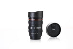 Portable camera lens flask with lid, a stylish accessory for on-the-go sips.