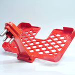 Empty red mobile charging wall holder, ready for use.