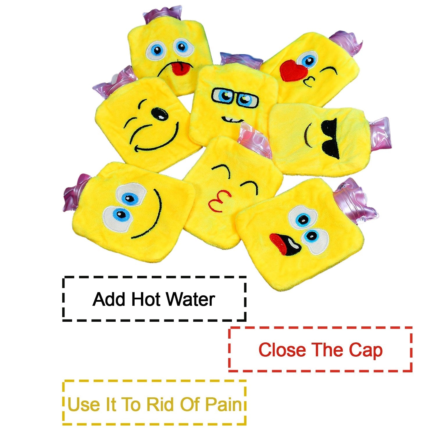 Emoji design hot water bag, providing quick relief and warmth for ultimate comfort.