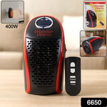 400W wall plug heater plugged into wall socket warming a room