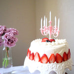 A dazzling set of luxury birthday candles with a candelabra stand, ready to adorn a celebration cake.