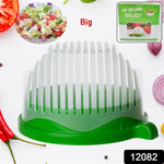Hands demonstrating the use of the 60 Seconds Salad Cutter Bowl for quick slicing.