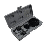 Detailed view of the 12-piece hole saw kit, ready for versatile drilling tasks.