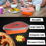 Detailed view of the food-grade silicone material and flexible individual serving trays of the pizza box.