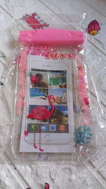 Clear waterproof phone pouch with adjustable belt for outdoor protection.