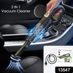 Compact 2-in-1 wireless vacuum cleaner shown with multiple attachments.