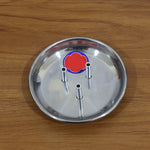Compact polished lotus incense holder with triple incense stick slots