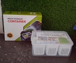 Side view of a durable plastic fridge storage container, ideal for daily use.