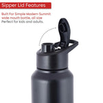 Leak-resistant flip-top lid on stainless steel sports water bottle