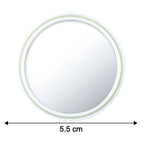 Diagram detailing dimensions of white round car blind spot mirror