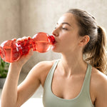 Front view of 550ML dumbbell shaped water bottle made of durable plastic