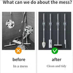Brown mop and broom holder clips with strong spring grip mechanism