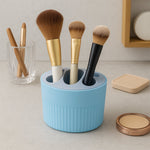 Oval-shaped compact bathroom toothbrush holder stand