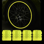 Set of four fluorescent green valve stem caps